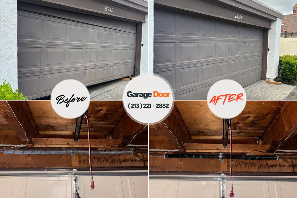 Before and after: garage door repair Roslyn Heights, NY